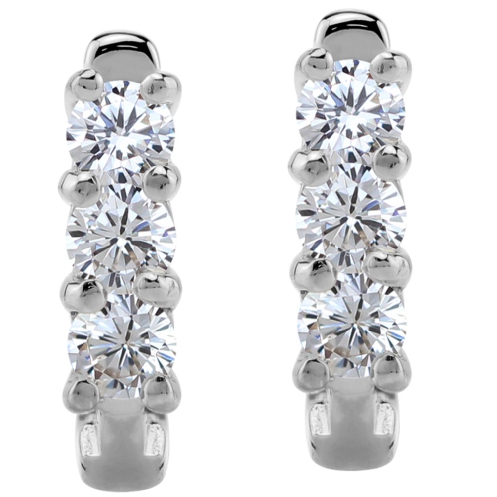 White Sapphire .925 Sterling Silver Huggie Earrings